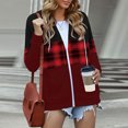 thumbnail image 1 of Puntoco mujeres Casual manga larga bolsillo suelto estampado cremallera medio y largo tops sudaderas con capucha blusa de mujer Puntoco Puntoco-838, 1 of 7
