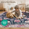 thumbnail image 4 of ODIKA 5'x7' Washable Area Rug Distressed Border Floral Toss Farmhouse Sprig Scatter Design for Dining Room, Under Table, Home Office, Non-Slip Chair-Friendly, 4 of 7