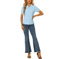 thumbnail image 2 of CAMISA DE MUJER CON COLLAR PETER PAN Y MANGAS CORTAS, BOTONES EN LA PARTE FRONTAL, L AZUL CLARO, 2 of 6