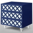 thumbnail image 5 of Posh Living Serenity 3-Drawer Mirrored Trellis Pattern Nightstand in Navy Blue, 5 of 9