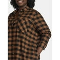 thumbnail image 3 of Terra & Sky Women's Plus Cotton Plaid Oversized Shirtdress, Sizes 0X-5X, 3 of 4