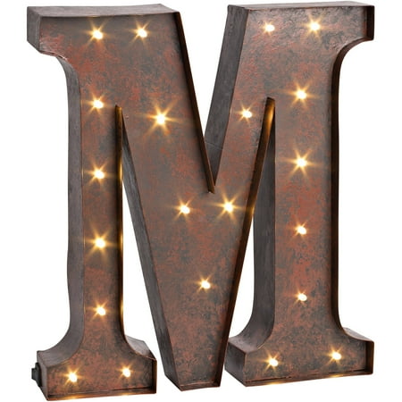 letter brown lighted gerson rustic metal company