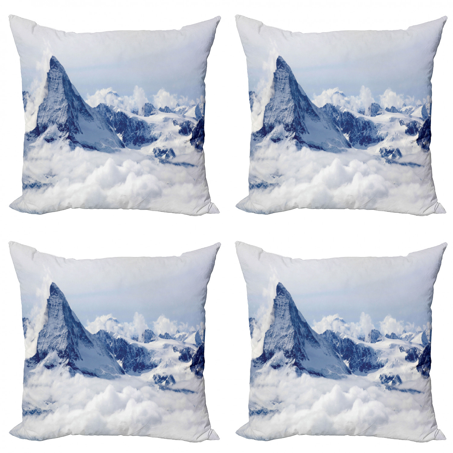 Mountain Throw Pillow Cushion Case Pack of 4, Scenery of Mountain
