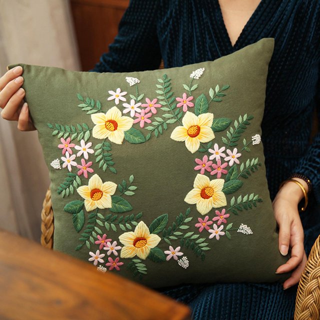 Cubiertas de almohadas de semiacabado DIY Macarena Coloridos Costura cojín para boda verde