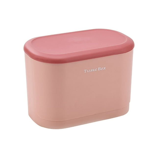 Tissue Container Wall Mounted Tissue Box Plastic Bathroom Paper Towel Holder Case L Light Pink