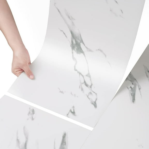 15-Piece White Marble Peel and Stick Floor Tile for Bathroom Floor Tile Peel and Stick on Wall Vinyl Flooring Roll Waterproof 12"x24" Self Adhesive Vinyl Flooring Tiles for Kitchen Bedroom
