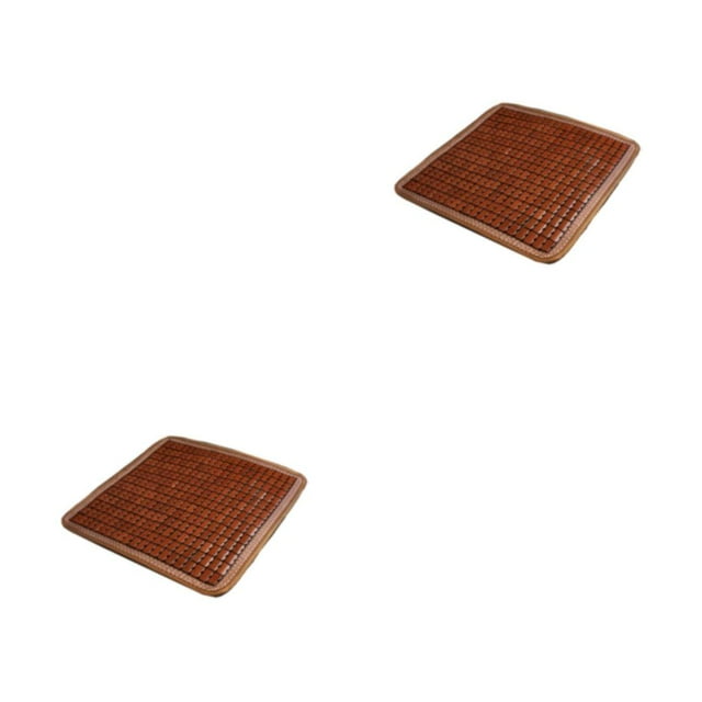 Kenally Cojín de asiento de bambú de verano para coche, sofá, silla fresca, alfombrilla para asiento, antideslizante, resistente al Color café 2piezas