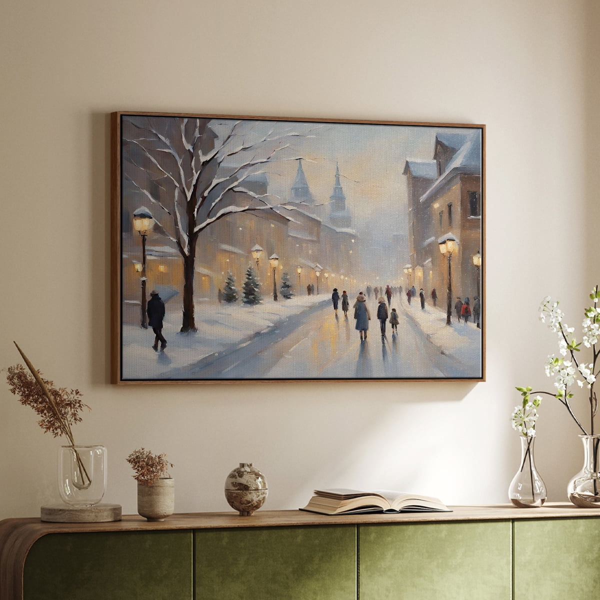Vintage Landscape-CCXIV By Wexford Home Framed in Walnut Wood Gallery Wrapped Canvas 17 in. x 25 in.