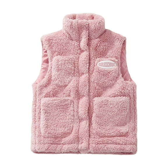Arlun Toddler Boys Girls Vests Kids Full Zipper Sleevless Jackets Fall Winter Casual Soft Comfy Warm Outerwear Vest With Pockets Pink 8-9 Years