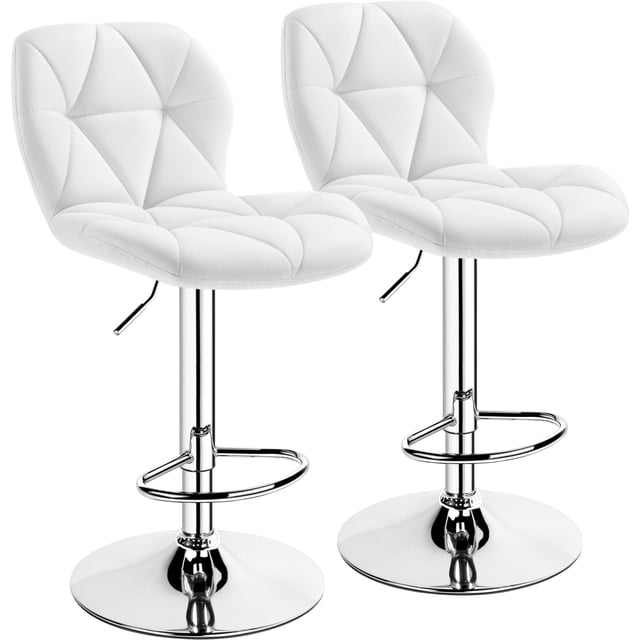Juego de 2 Banquetas Ajustables de Cuero PU Blanco Yaheetech