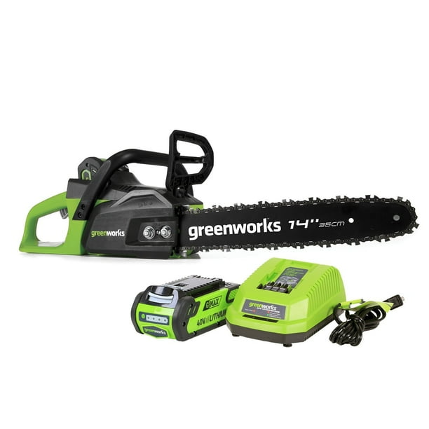 Greenworks 14Inch GMAX 40V Cordless Chainsaw, 2Ah Battery and Charger
