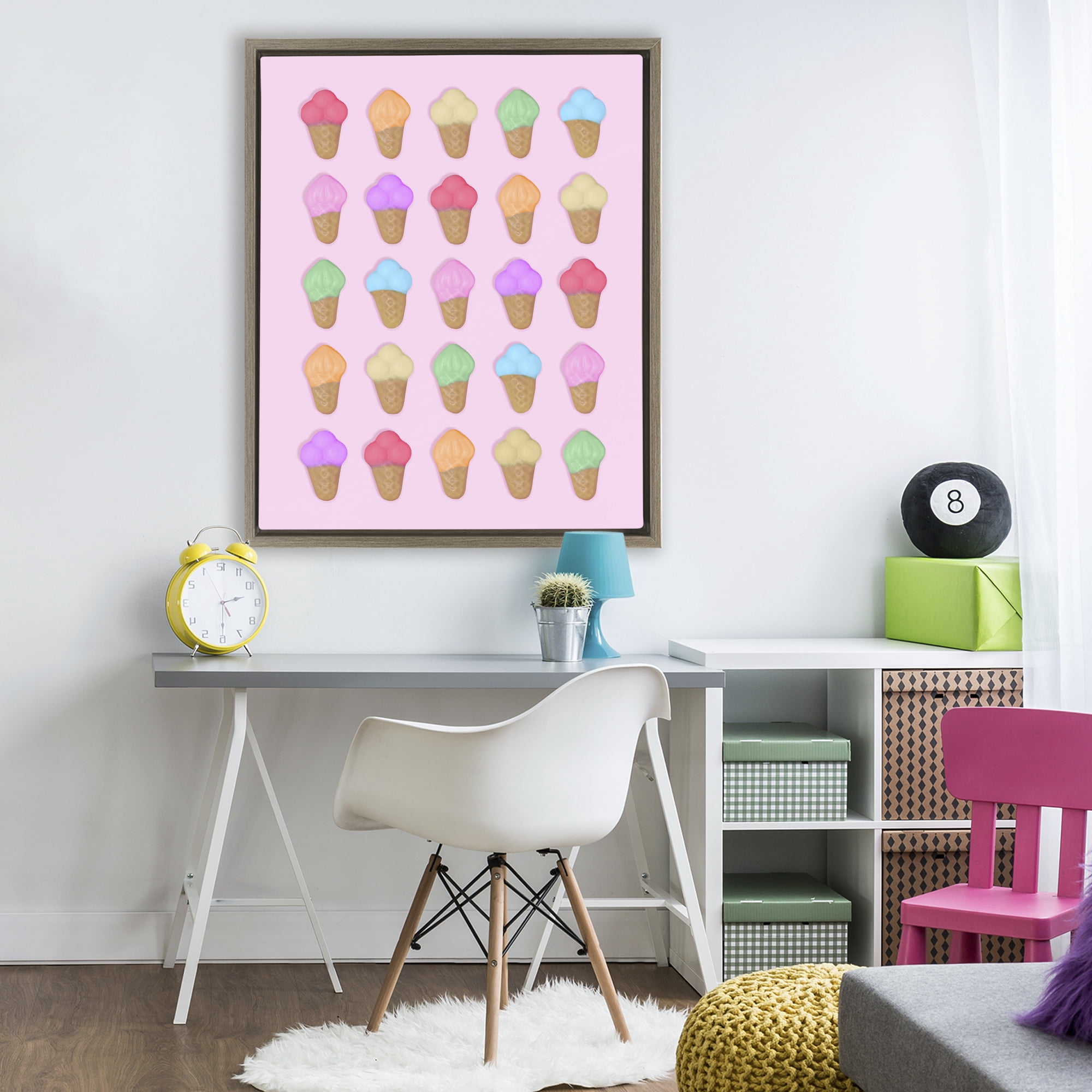 Stupell Industries Ice Cream Shaped Candies Brown Framed Floater Canvas Wall Art, design by LISH Creative