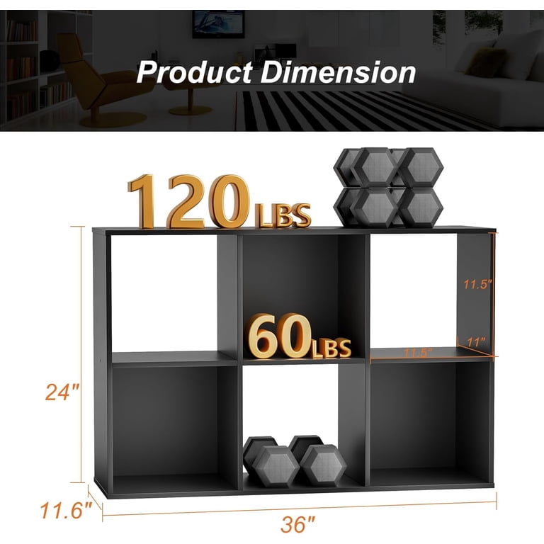 Taoset Black Cube Storage Unit, 3-Tier Bookcase photo 5