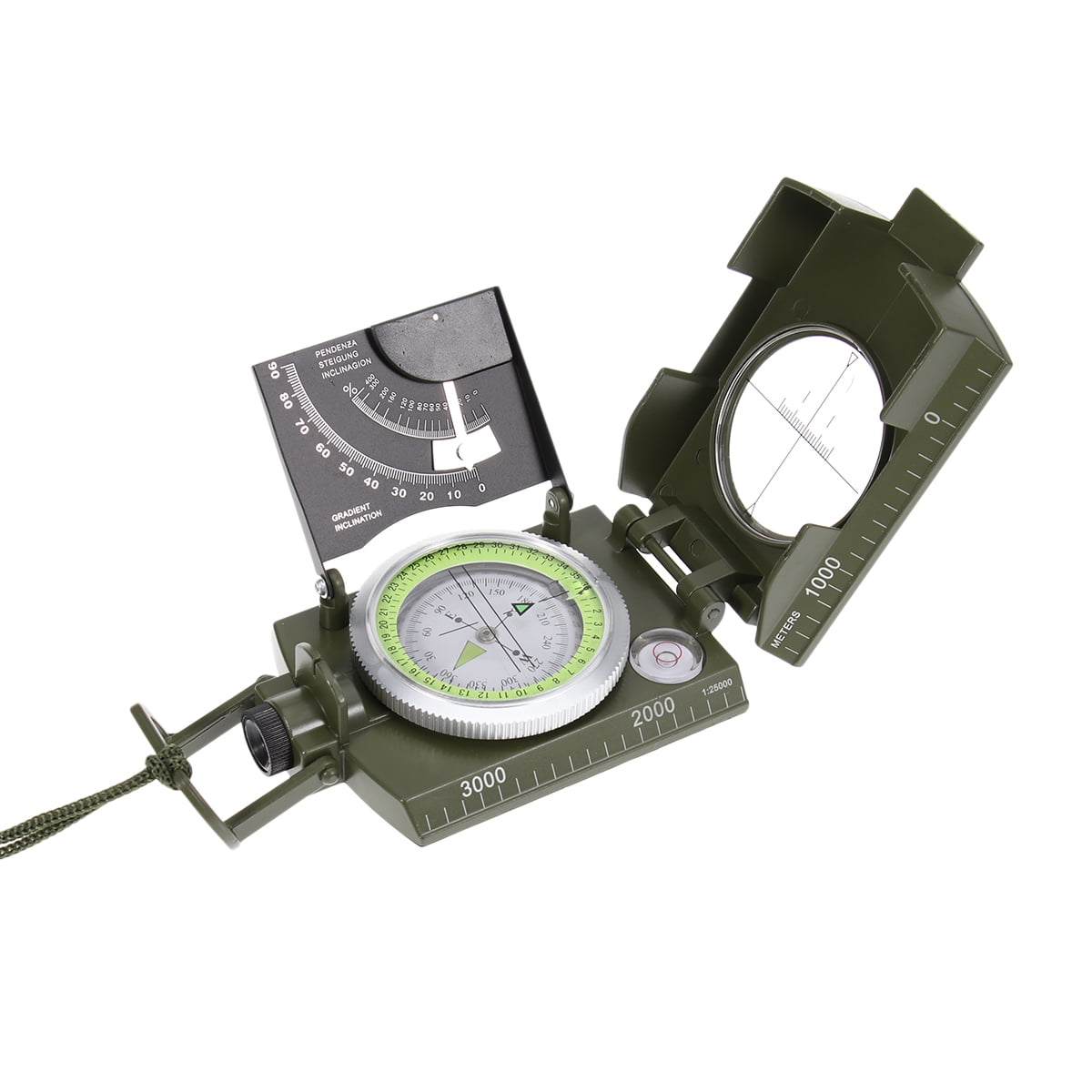Professional Military Army Metal Sighting Clinometer Camping Hiking Compass S0X2 