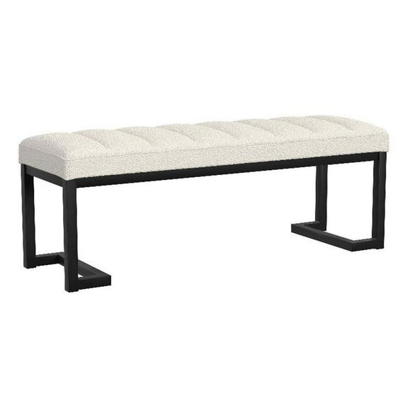 Mesa Boucle Upholstered Tufted Accent Bench Vanilla