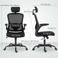 thumbnail image 2 of Ergonomic Mesh Office Chair with Adjustable Headrest & Lumbar Support - Black Task Desk Chair for Home Office, Dorm & Study - Space-Saving Design, 2 of 7
