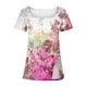thumbnail image 4 of ICHUANYI Clearance Fashion Womens Casual Printed Square Neck Short Sleeve Buttons Tops Loose Blouses(Hot Pink, L) ICHUANYI WER2023081106579, 4 of 5