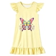 thumbnail image 2 of Gunia Little Girl Nightgown Princess Pajama Dress Playful Nightdress Cute Butterfly Print Flutter Sleeves Cozy Cute Night Gowns Pjs Loungewear Light Yellow 7-8 Years, 2 of 3