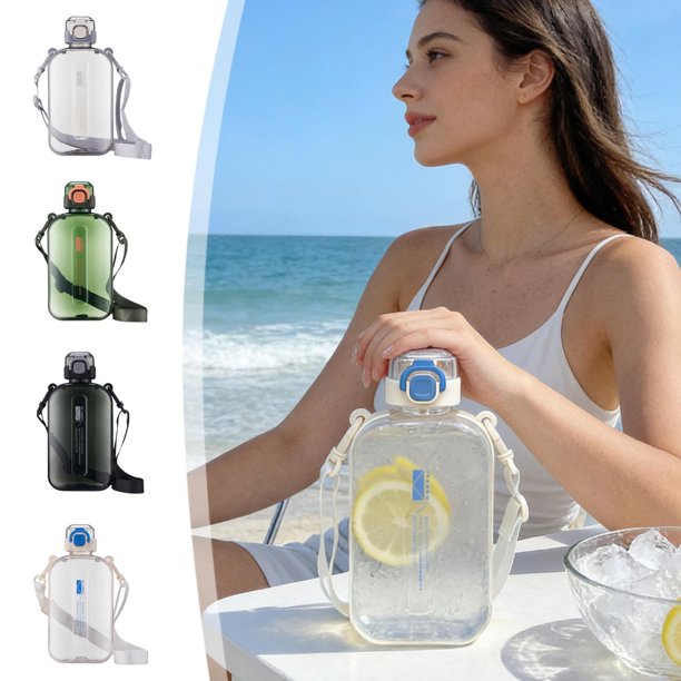 Botellas De Agua Deportivas De Plástico 1 unidad de botella de agua deportiva de plástico multicolor,vaso térmico con tapa para actividades al aire libre en verano (multicolor) Rkxzt
