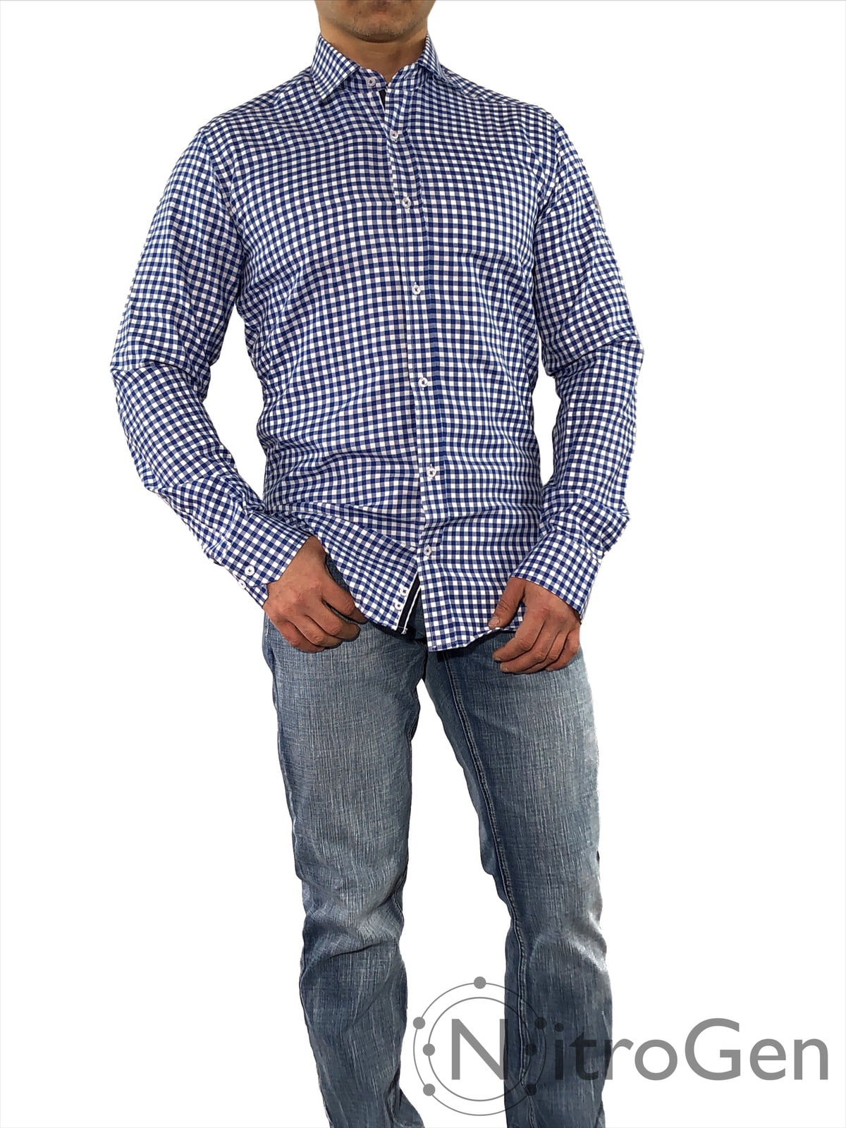 Men's Long Sleeve Dress Shirt Slim Fit - Super Soft Egyptian Cotton -  Checkered (SMALL, MD CHECK BLUE/WHITE) - Walmart.com