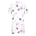 thumbnail image 3 of Uootdi Summer Dresses for Women Cold Shoulder Floral Print Short Sleeve Dress With Metal Ring Decor Soft Stretchy Top Casual Blouse Gift, 3 of 6