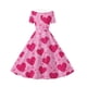 thumbnail image 4 of Vestido de manga corta con cuello en V para niña, estampado de manga corta, falda con cuello doblado y cintura mediana y grande, de poliéster., 4 of 6