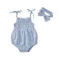 thumbnail image 2 of Baby Girl Summer Clothes Daisy Romper Straps Romper Dress Bodysuit +Headband, 2 of 7