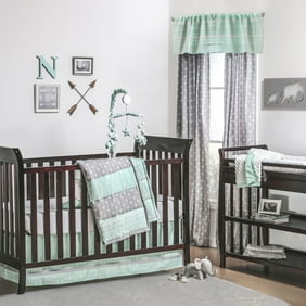 Straight And Arrow Mint Grey Baby Crib Bedding 11 Piece Sleep