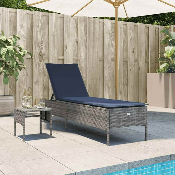 vidaXL Patio Sun Lounger Grey PE rattan Single Multi-Position Backrest
