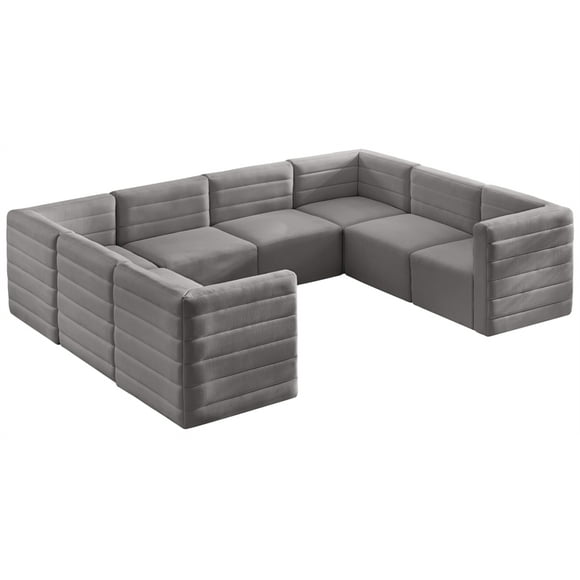 Meridian Furniture Quincy Grey Velvet Modular Sectional