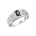 thumbnail image 3 of RYLOS Men's Rings Sterling Silver Classic 6X4MM Oval Gemstone & Diamond Ring Onyx October Birthstone Rings For Men, Silver Rings, Size 9, 3 of 7
