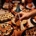 thumbnail image 6 of 12 Pcs Mini Witch Hat and Broom Set, Plastic Black Hats with Wooden Sweepers for Fall Party Craft Table Decor Bottle Toppers, 6 of 9
