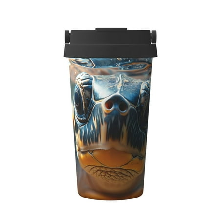 

Xecao Realistic Cute Sea Turtle Pattern Insulated Coffee Mug with Handle & Flip Thermos Mug Water Bottle Coffee Tumbler Cup