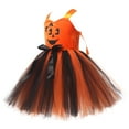 thumbnail image 4 of Mercatoo Girls Halloween Pumpkin Dress 𝐂osplay Outfits for Holiday 𝐂arnival Kids Toddler H𝐚lter Layer Tulle Bow Dress, 4 of 7