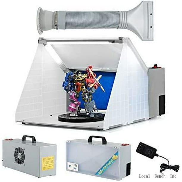 Airbrush Spray Booth, With Powerful Fan, 3 LED Lights, 360° Turntable