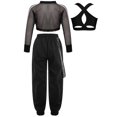 thumbnail image 4 of Aiihoo Kids Girls Sports Gymnastics Workout Hip-hop Jazz Outfits Sleeveless Vest with Cargo Pants and Crop Top for Dance Performance Black 8, 4 of 7