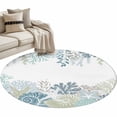 thumbnail image 2 of Summer Marine Life Round Living Room Rugs 3.3 ft, Ocean Corals Coastal Starfish Teal Sand Dollar Washable Area Rug with Non-Slip Sturdy Edge Binding Round Front Door Mat Floor Carpet for Entryway, 2 of 9