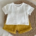 thumbnail image 5 of Plebaso Baby Girls Boys Cotton Linen Short Sleeve T-shirt Shorts Two-piece Outfits Baby Summer Clothes Suit, 5 of 5