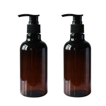 Lotion Dispensing Pumps 2PCS 250ML 8OZ Amber Empty PET Plastic Pump Bottles Refillable Dispensing Containers for Conditioner Body Wash Hair Gel Liquid Hand Soap DIY Lotion's and Massage Oil's ()