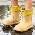 thumbnail image 3 of Otqutp Toddler Boys Girls Rain Boots Kids Color Block Waterproof Rubber Mid Calf Booties Adjustable Drawstring Cuff Non Slip Rain Shoes, 3 of 6