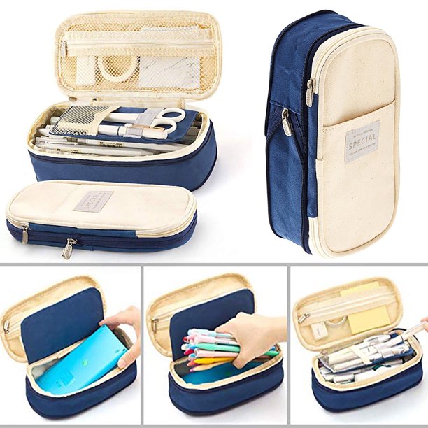 Estuche para lápices con cremallera de gran capacidad, bonito estuche para lápices con cremallera de gran capacidad, portátil, para oficina, viajes, universidad, adultos, mujeres y hombres.