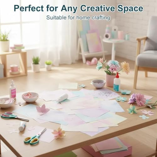 96 Sheets Double-Sided Scrapbook Paper 8.5 x 11 In, Colorful Decorative Printer Pastel Watercolor Printer Paper - Patterend Cardstock for Crafts, Letter Writing & Stationery
