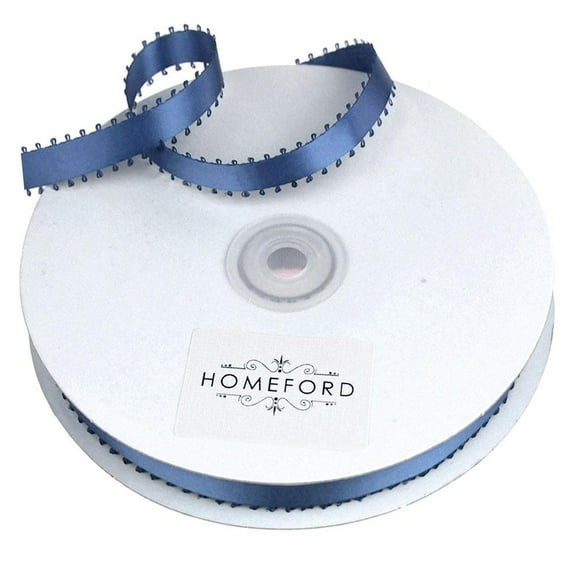 Picot-edge Double Face Satin Ribbon, 3/8-Inch, 50 Yards, Royal Blue