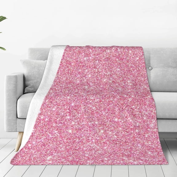 Rateoe Glitter Pink Print Fuzzy Fleece Throw Blanket Extra Large,Super Soft,Fluffy and Warm Blankets for Couch,Bed,All Season Use (40"x30")