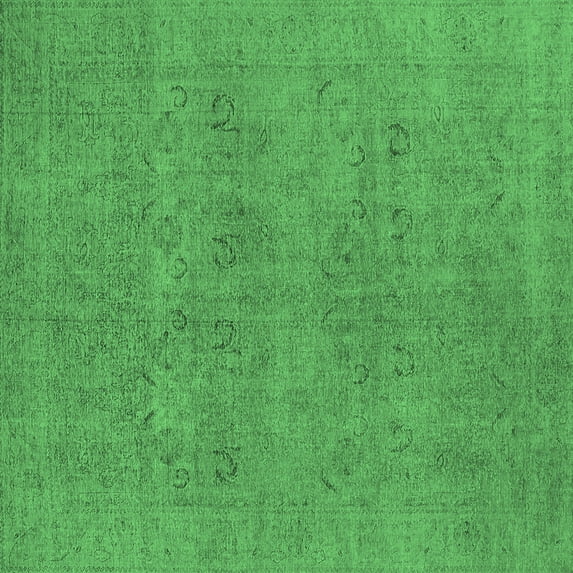 Ahgly Company Indoor Square Oriental Emerald Green Industrial Area Rugs, 8' Square