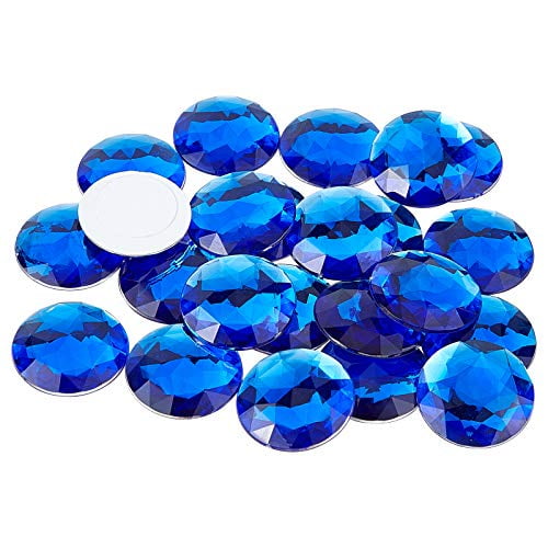 Allstarco 40mm Blue Sapphire H104 Flat Back Round Satellite Acrylic Gems Pro Grade - 4 Pieces