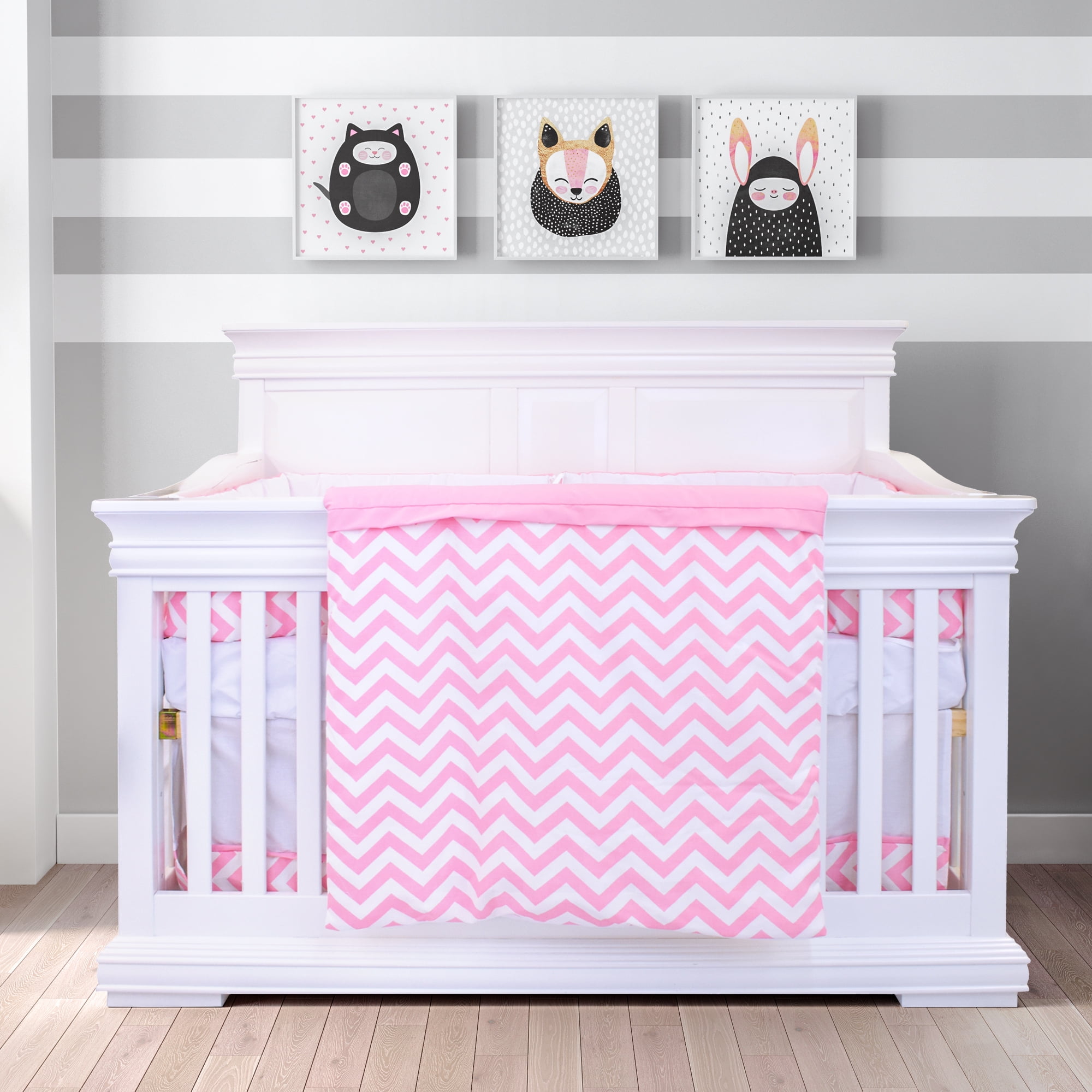 Bebelelo Bedding Set 5 Pieces Sweet Rose Chevron Walmart Ca