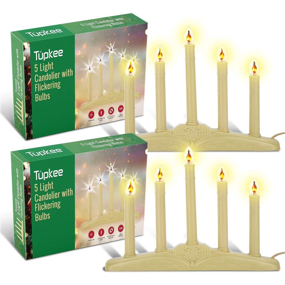 Tupkee Christmas Candolier Window Candles with Flickering Bulbs 5