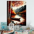 thumbnail image 2 of Designart Red And Orange Birch Trees By The Lake IX Canvas Wall Art, 2 of 5