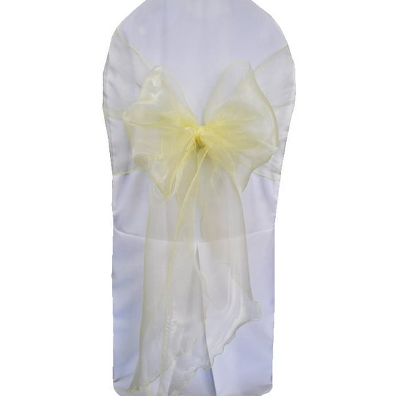Wedding Linens Inc. (10pcs) 12" x 116" Organza Sheer Chair Sashes Chair Sash Bow ties with Angle end style for Wedding Party Catering Banquet Decoration Events - Baby Maize
